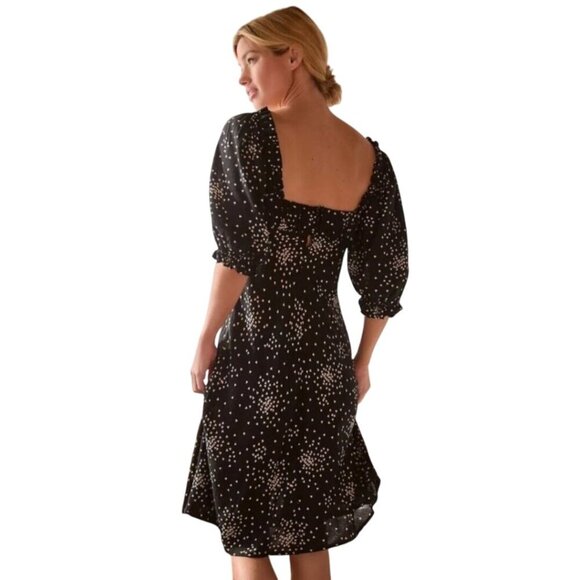 Anthropologie NWT Juliette Knee Length Dress Black White Heart Starburts Size Lp - Picture 6 of 14